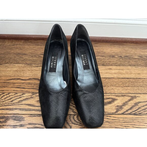 Stuart Weitzman Black Square Toe Heels Size 8.5 - Picture 2 of 8